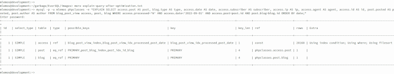 MySQL EXPLAIN Query results after optimization